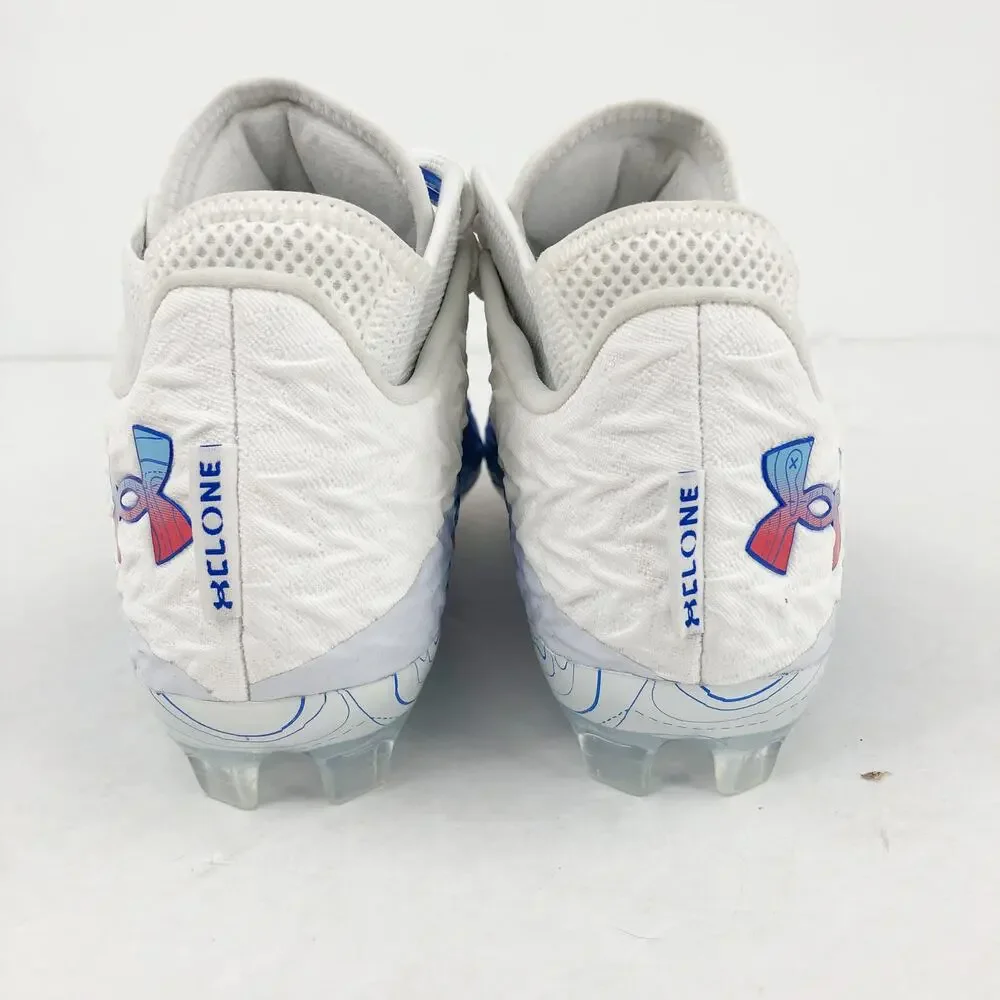 Under Armour Mens Spotlight Clone 4 MC TX Football Cleats Size 8 White Blue NWOB